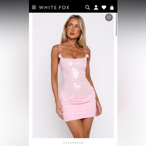 White Fox Studio Starlet Sequin Mini Dress in Baby Pink